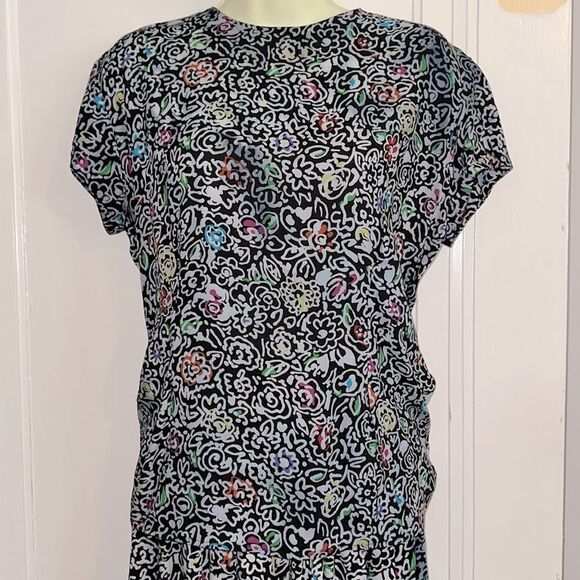 Vintage 80s J.H. Collectible Black & Gray Stylized Floral Patterned Skirt Set - Picture 3 of 8